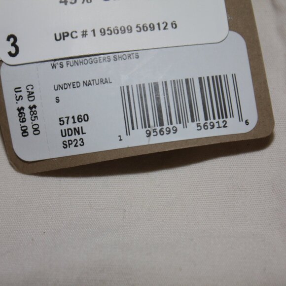Women's Funhoggers Shorts 4" Undyed Natural Color Small S NWT - Picture 4 of 6